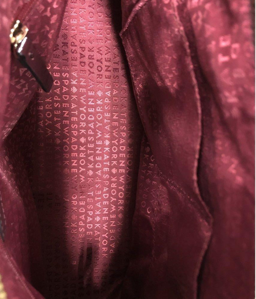 Kate Spade Burgundy Patent Saffiano Leather Cedar Street Maise Satchel Bag
