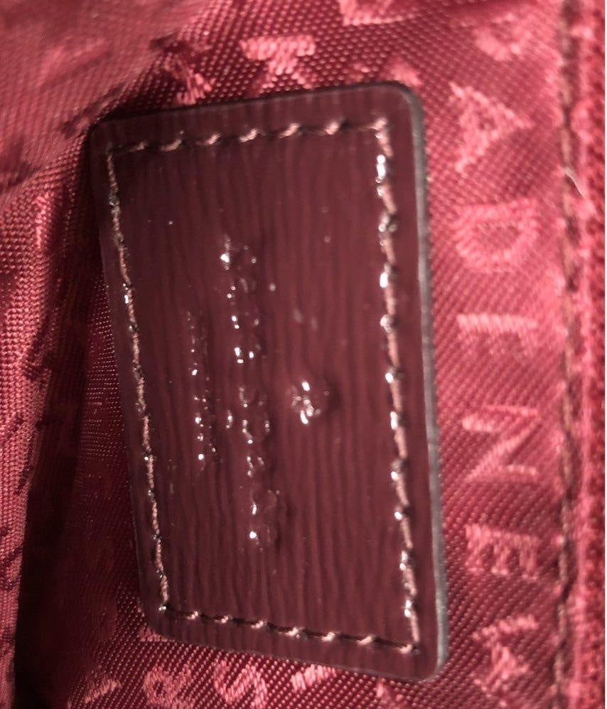 Kate Spade Burgundy Patent Saffiano Leather Cedar Street Maise Satchel Bag