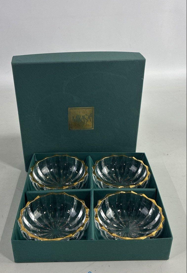 AGE REVIEW Mikasa Sunbeam Gold Individual Condiment Bowls Set of 4 in Box
