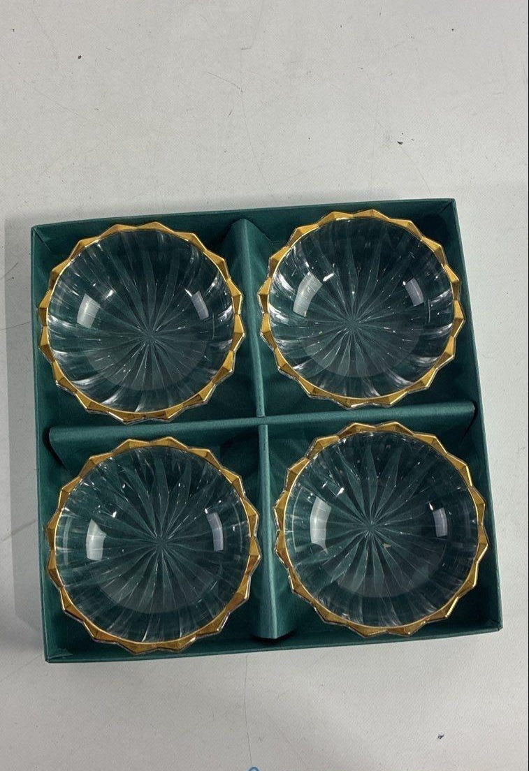 AGE REVIEW Mikasa Sunbeam Gold Individual Condiment Bowls Set of 4 in Box