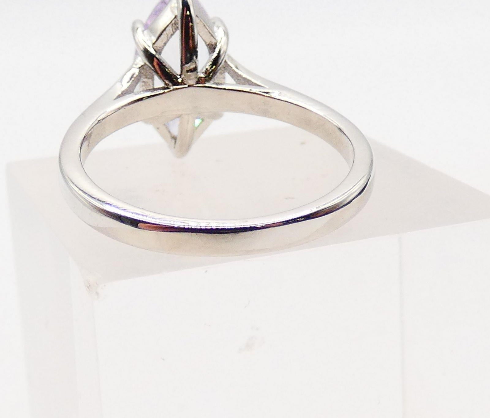 925 Sterling Silver Marquise Cubic Zirconia Solitaire Ring, Size 8 Elegant Statement Ring
