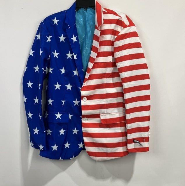 American Flag Blazer Men's Medium 38-40 | Patriotic USA Stars & Stripes Sport Coat By Suitmeister