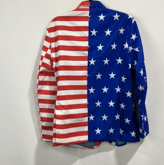 American Flag Blazer Men's Medium 38-40 | Patriotic USA Stars & Stripes Sport Coat By Suitmeister