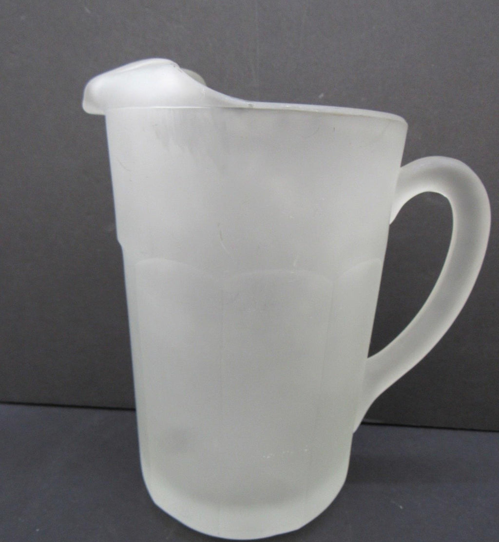 1970s–1980s Tiara Indiana Glass Frosted Satin Paneled Patio Pitcher