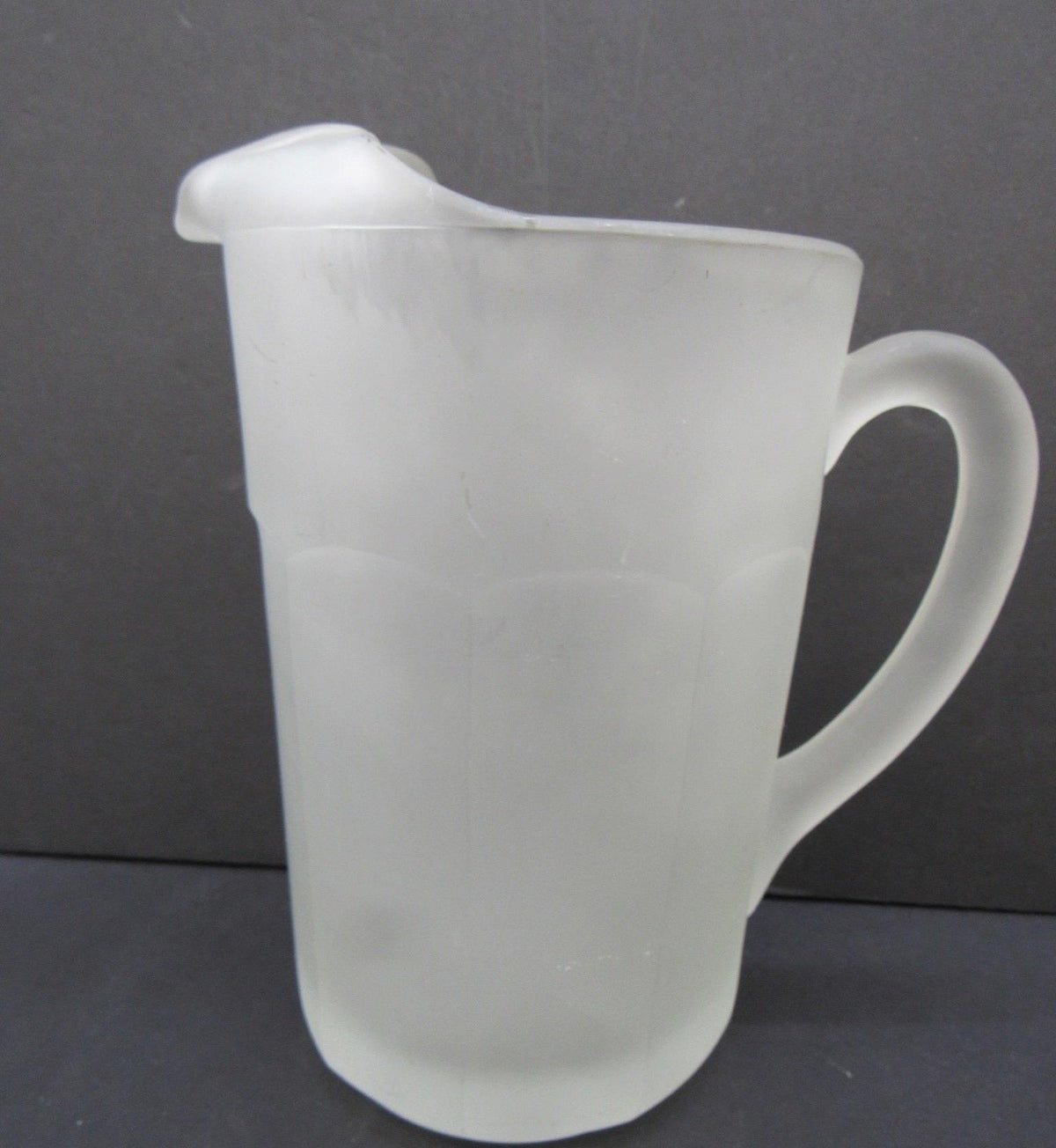 1970s–1980s Tiara Indiana Glass Frosted Satin Paneled Patio Pitcher