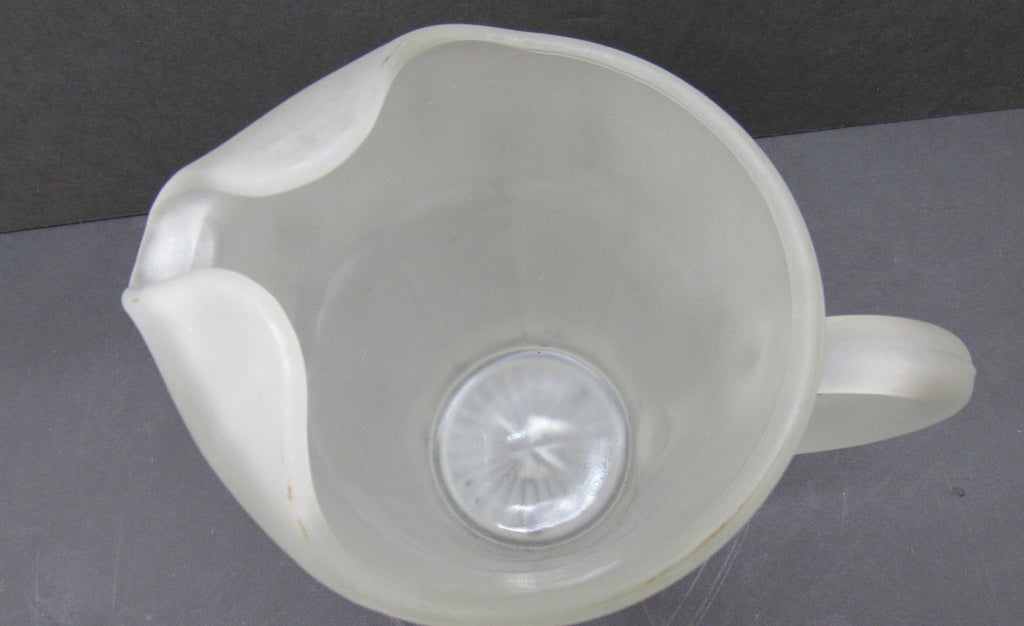 1970s–1980s Tiara Indiana Glass Frosted Satin Paneled Patio Pitcher