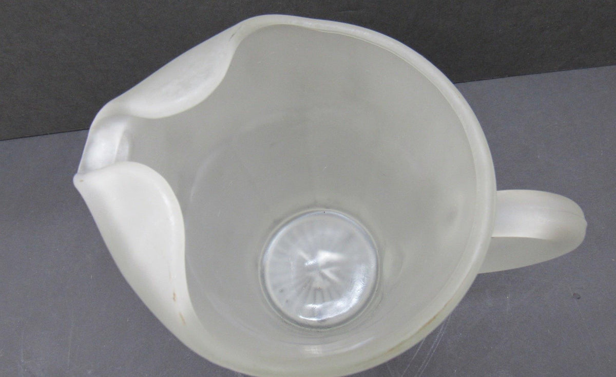 1970s–1980s Tiara Indiana Glass Frosted Satin Paneled Patio Pitcher