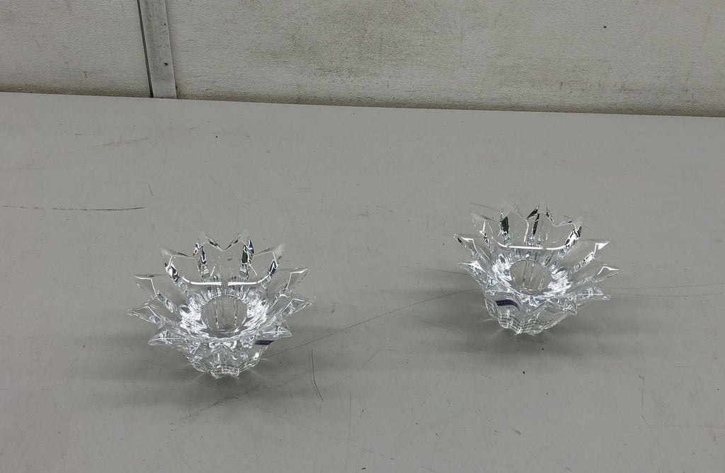 AGE REVIEW Marquis by Waterford Starburst Lotus Candle Holder Set 2 Piece Clear Crystal