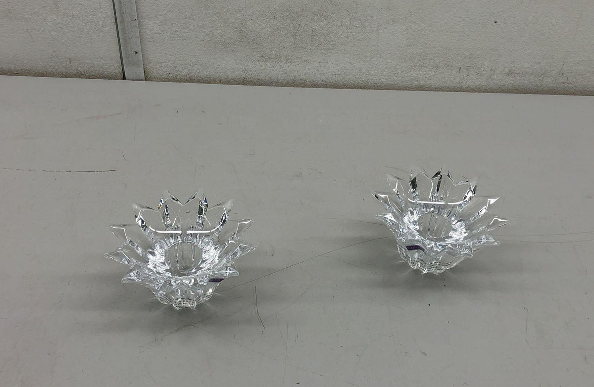 AGE REVIEW Marquis by Waterford Starburst Lotus Candle Holder Set 2 Piece Clear Crystal