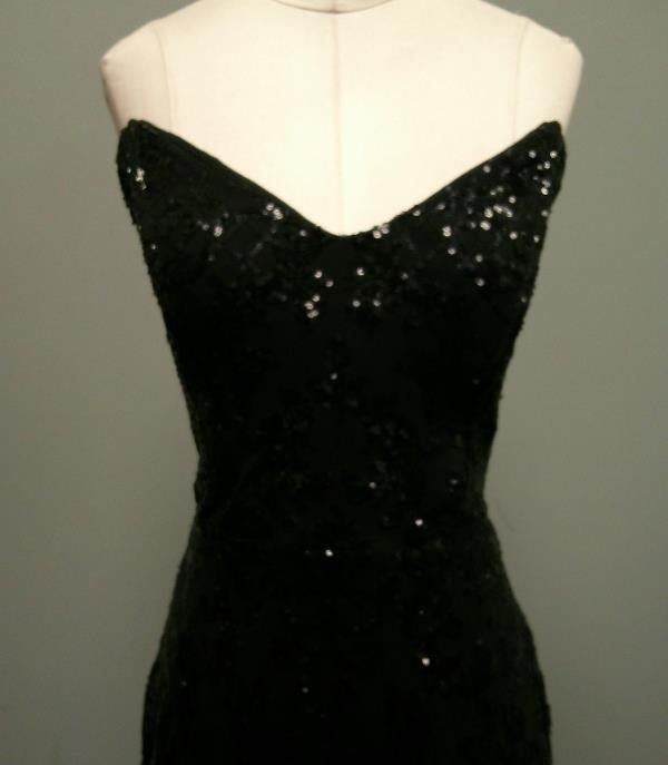 Windsor Black Sequin Evening Gown Size XL, Formal Mermaid Dress with Lace-Up Back