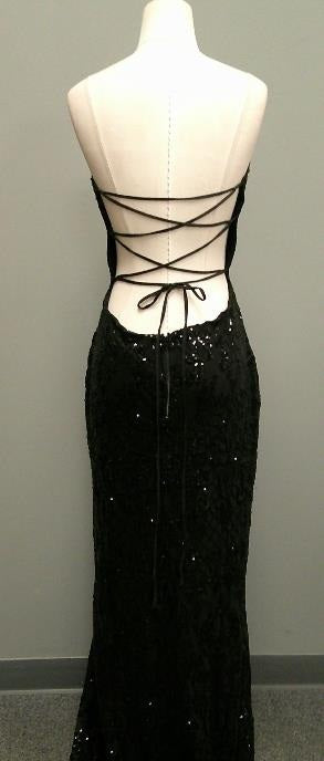 Windsor Black Sequin Evening Gown Size XL, Formal Mermaid Dress with Lace-Up Back