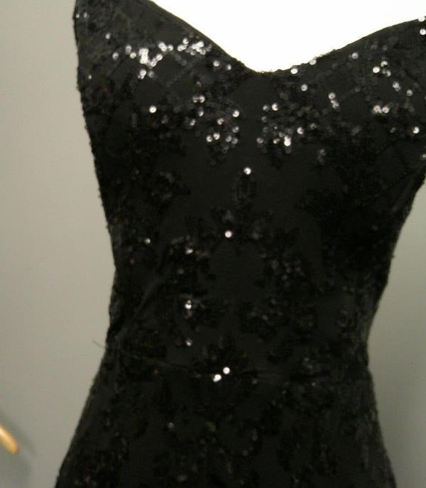 Windsor Black Sequin Evening Gown Size XL, Formal Mermaid Dress with Lace-Up Back