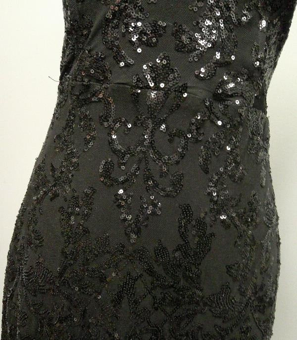Windsor Black Sequin Evening Gown Size XL, Formal Mermaid Dress with Lace-Up Back