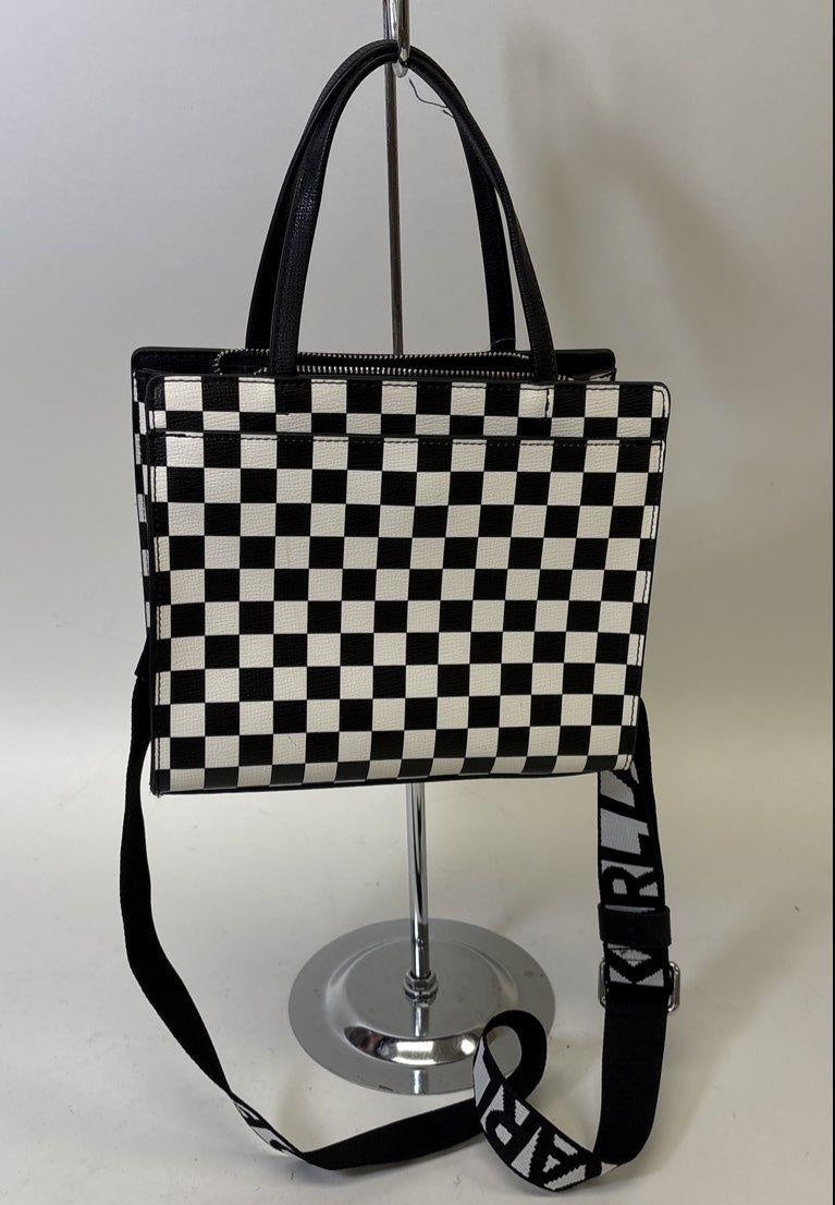 Karl Lagerfeld Paris Maybelle Checkerboard Karl & Choupette Tote Crossbody