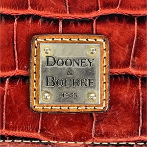 Dooney and Bourke Red Croc Embossed Leather Zip Wallet, Vintage Continental Clutch Wallet