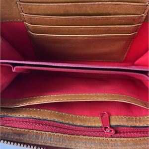 Dooney and Bourke Red Croc Embossed Leather Zip Wallet, Vintage Continental Clutch Wallet