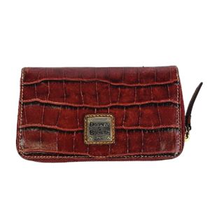 Dooney and Bourke Red Croc Embossed Leather Zip Wallet, Vintage Continental Clutch Wallet