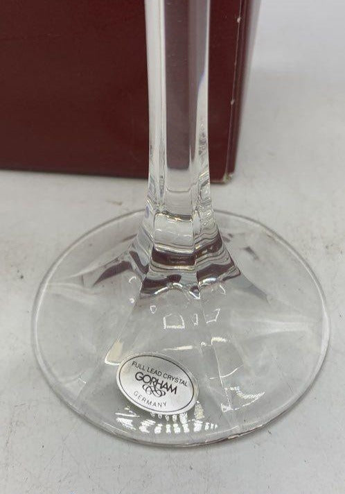 1990s Gorham Crystal Althea Candlestick Pair in Original Box
