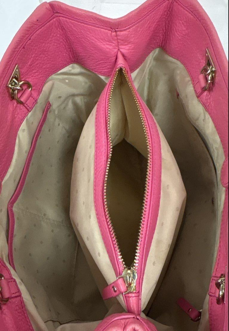 Kate Spade New York Pink Pebbled Leather Chain Strap Shoulder Tote