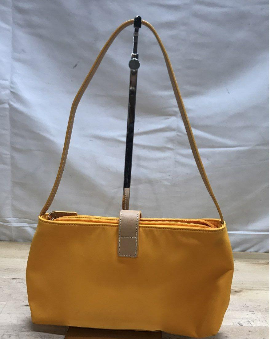 Lauren Ralph Lauren mustard yellow nylon shoulder bag with gold-tone logo hardware, view 4