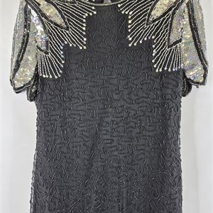 1980s–1990s Stenay Silk Beaded Sequin Dress, Size 12