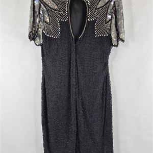 1980s–1990s Stenay Silk Beaded Sequin Dress, Size 12
