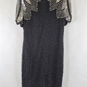 1980s–1990s Stenay Silk Beaded Sequin Dress, Size 12
