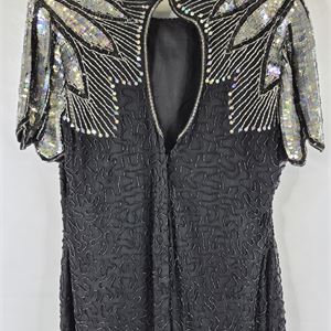 Stenay Vintage Silk Beaded Sequin Dress, Size 12