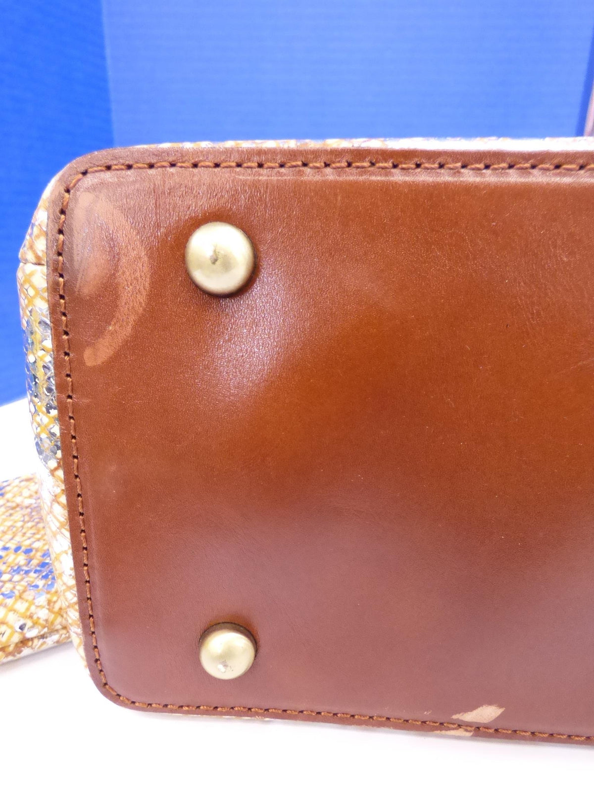 Patricia Nash gold and silver metallic snakeskin-print purse with brown trim and coin purse, view 3