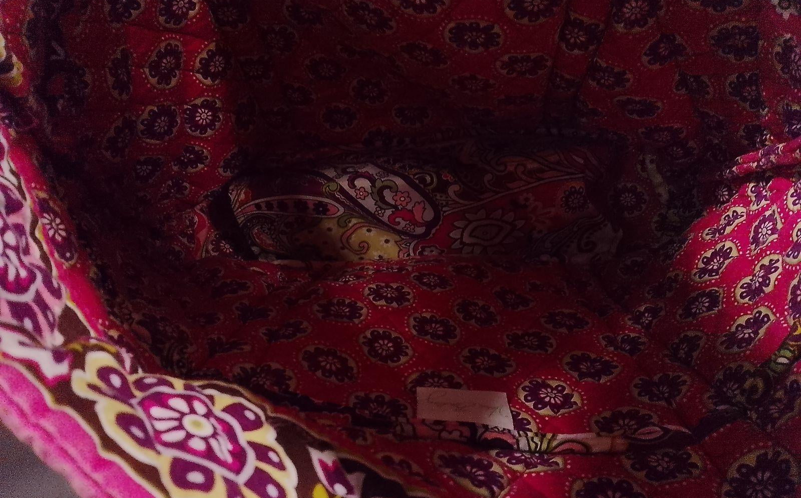 Vera Bradley Pink Paisley Floral Quilted Shoulder Tote Bag Cotton Handbag