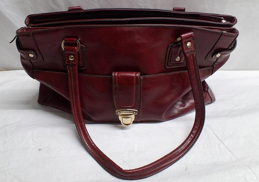 Liz Claiborne Burgundy Leather Shoulder Bag with Gold Hardware