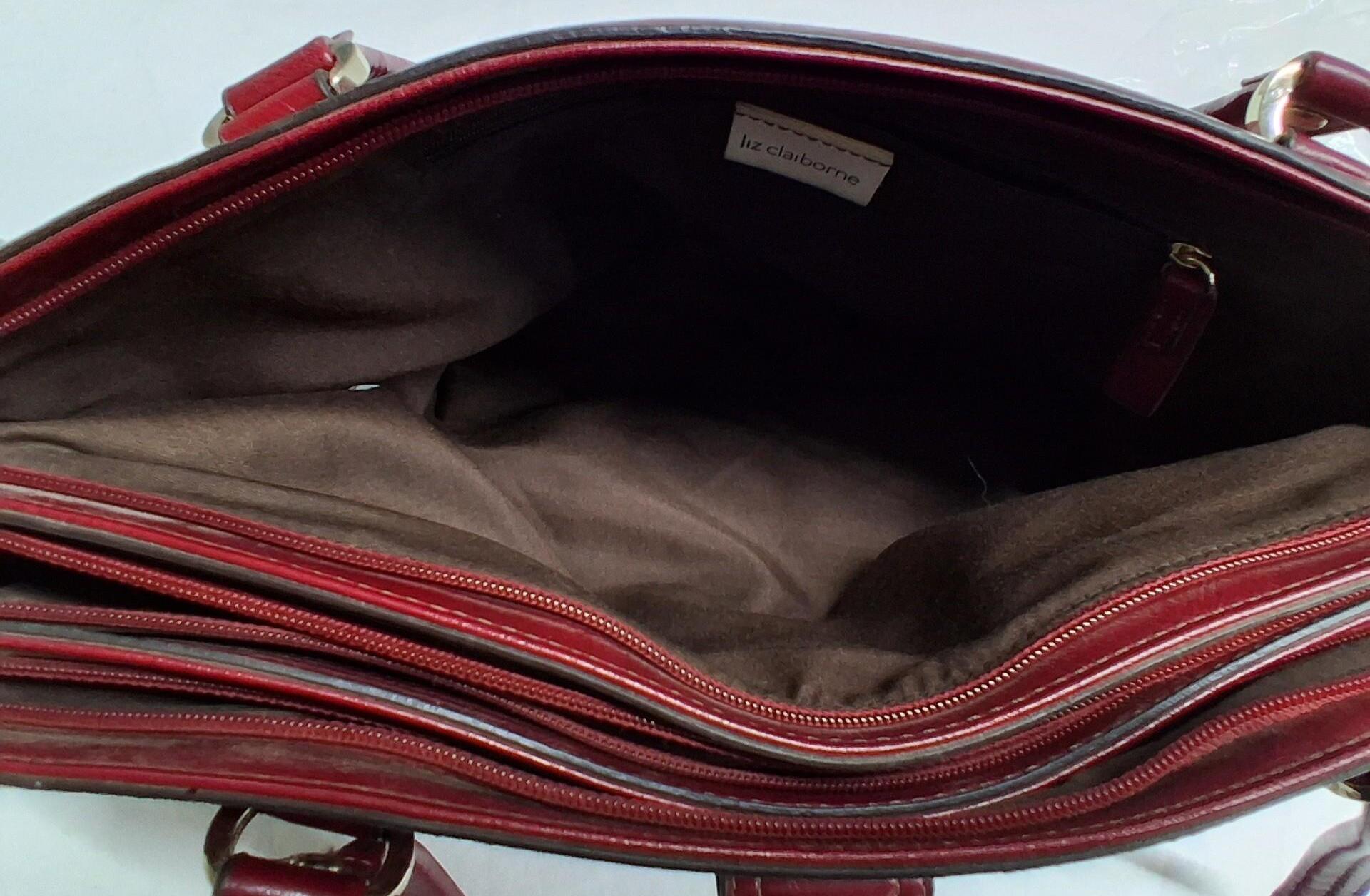 Liz Claiborne Burgundy Leather Shoulder Bag with Gold Hardware