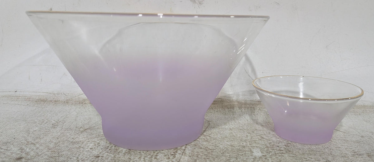 Pair of lavender frosted glass bowls, view 3