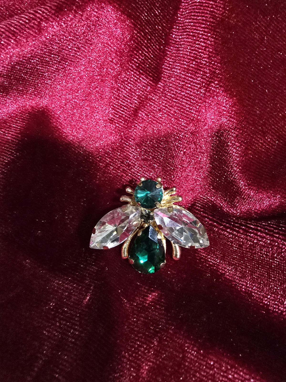 Whimsical Jewel Fly Brooch | Blue & Green Faceted Crystal Insect Pin