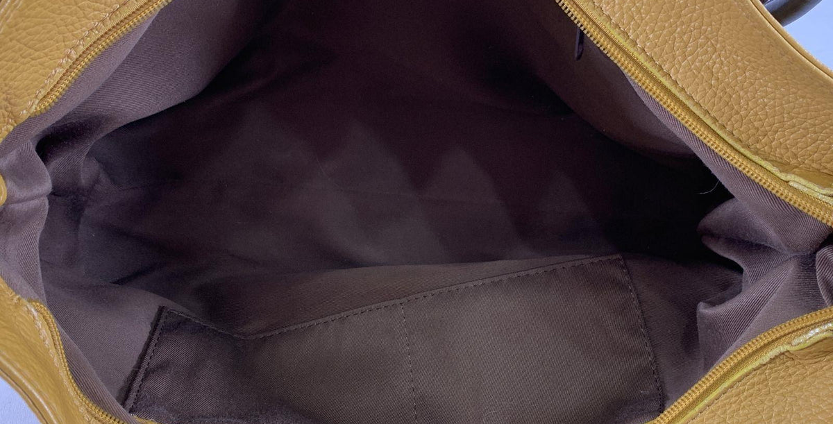 Sunflower yellow leather tote bag, view 6