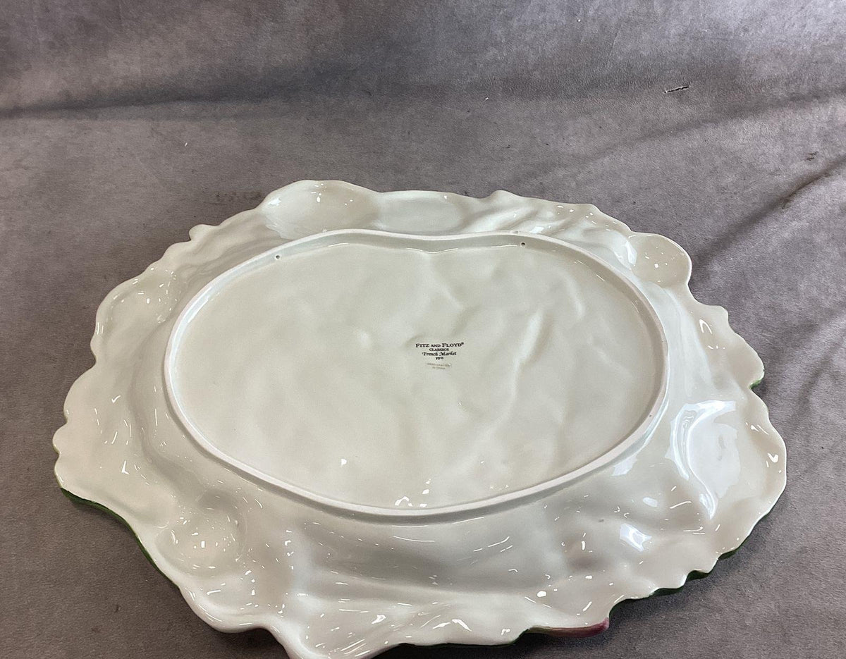 French Market ceramic pig covered soup tureen with platter, ladle and box, view 10