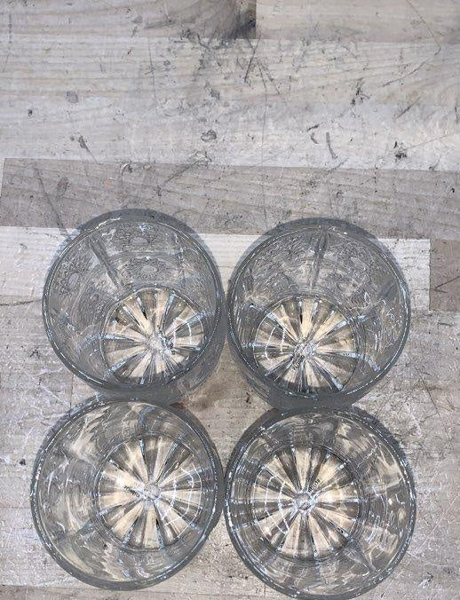 AGE REVIEW Godinger Studio Crystal Whiskey Set 5pc Decanter 4 DOF Glasses Sunburst Pattern