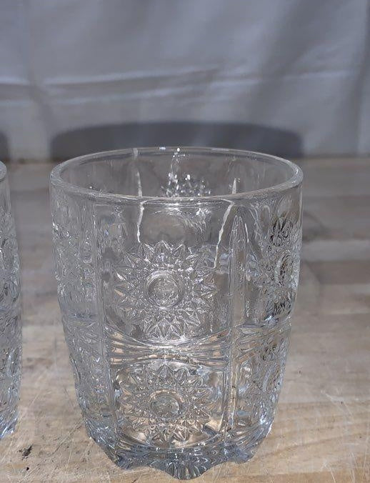 AGE REVIEW Godinger Studio Crystal Whiskey Set 5pc Decanter 4 DOF Glasses Sunburst Pattern