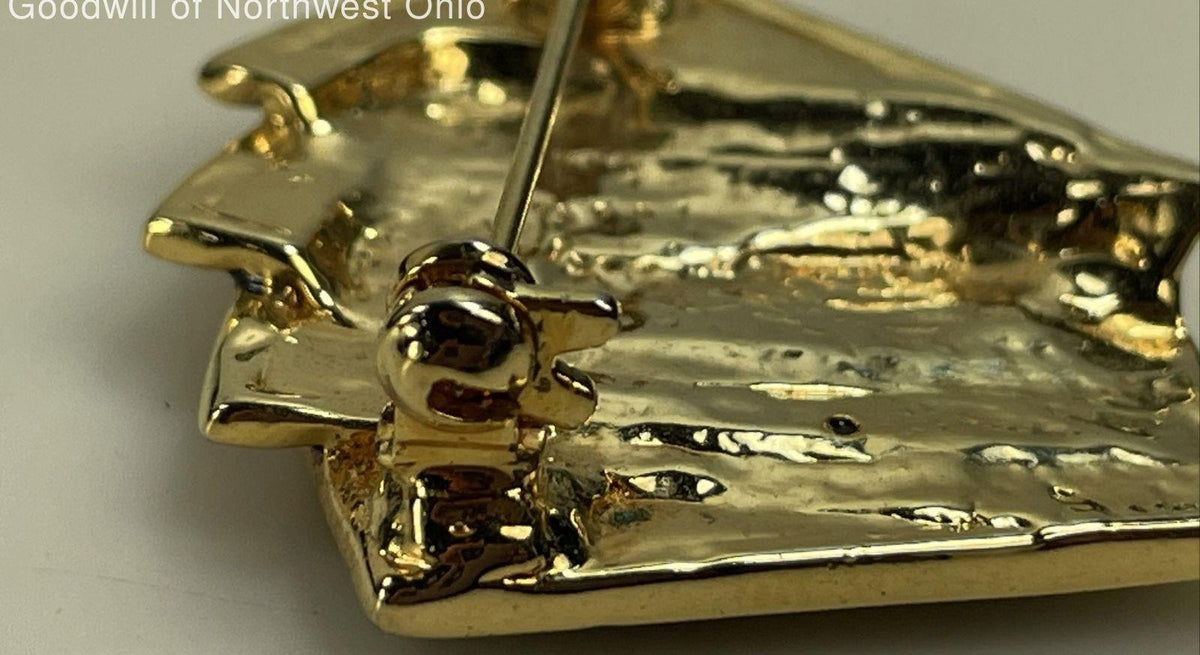 AGE REVIEW Gold Tone Glass Gems Enamel 4-Of-A-Kind Ace Poker Cards Brooch