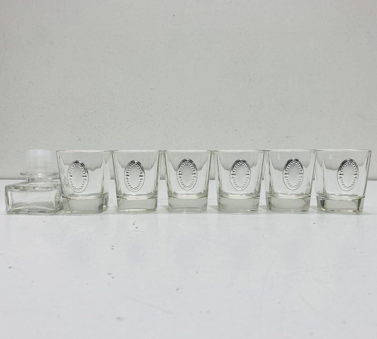 Vintage Hazorfim Buon Dia Glass Decanter and 6 Shot Glasses Gift Box Set