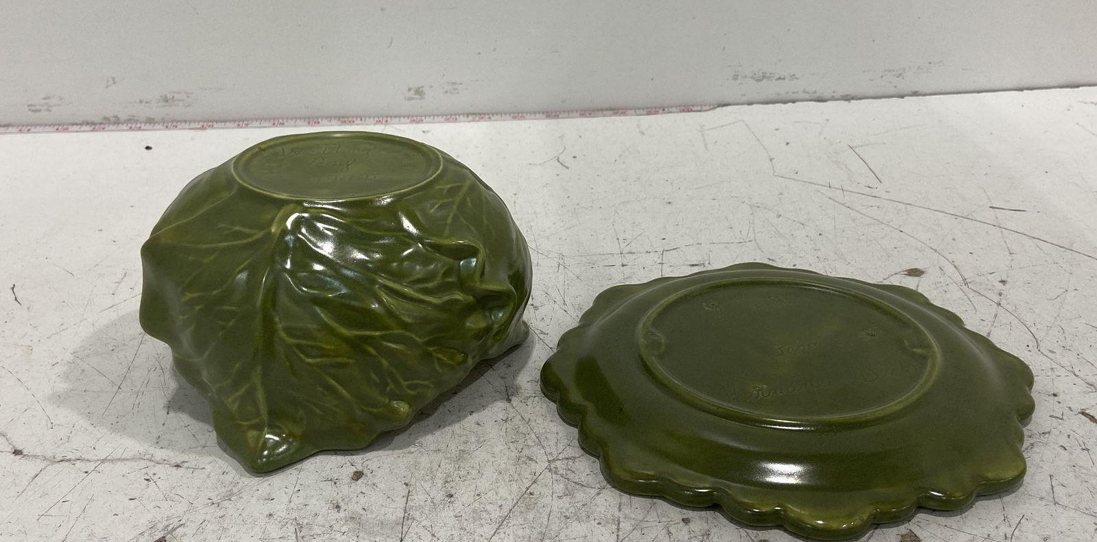 Holland Mold Green Cabbage Soup Tureen with Underplate, Vintage Ceramic Vegetable Serveware