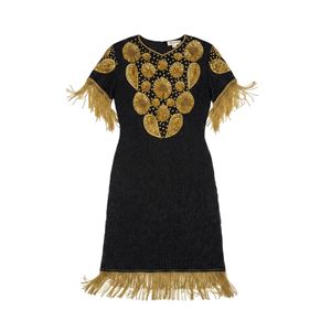 1980s–1990s Kushi Kushi Silk Beaded Fringe Dress, Size L