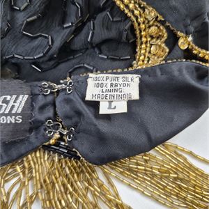 Kushi Kushi Vintage Silk Beaded Fringe Dress, Size L