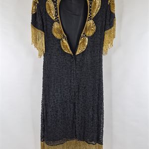 1980s–1990s Kushi Kushi Silk Beaded Fringe Dress, Size L