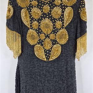 1980s–1990s Kushi Kushi Silk Beaded Fringe Dress, Size L