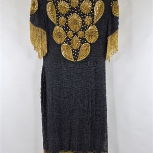 1980s–1990s Kushi Kushi Silk Beaded Fringe Dress, Size L