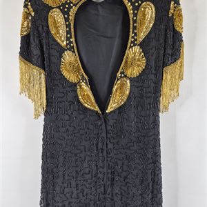 1980s–1990s Kushi Kushi Silk Beaded Fringe Dress, Size L