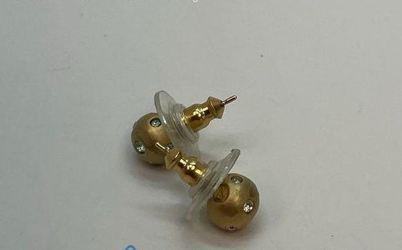 Signed Swarovski gold-tone pavé crystal ball stud earrings, view 3