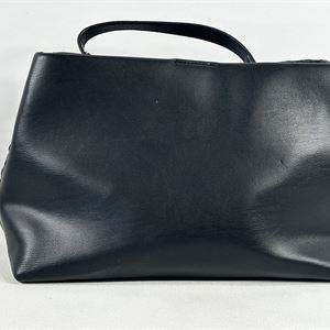 bebe Yara Woven Black Satchel Handbag 14 x 8 x 4 | Structured Logo Carryall