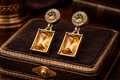 (SOLD) Heidi Daus Crystal Drop Earrings Gold Tone Rectangular Dangle Statement Designer Rhinestone